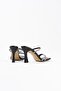 Black Stone Thin Strap Women's Heeled Slippers By20My01A - 7