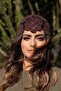 Women's Knitted Beanie Hat Boho Bloom Brown – Handmade Look Summer Bohemian Accessory - 3