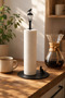 Metal Paper Towel Holder with Cat and Crow Figures, Black Kitchen Paper Stand - 7