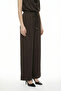 Beli Lace-Up Wide Leg Satin Trousers Brown - 4