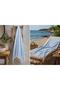 Aegean Breeze Thin Peshtemal - Turquoise Striped - Cotton Beach, Pool and Hammam Peshtemal