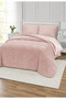 Destina Double Bedspread Set 220X240Cm - Padded Quilted Flannel Fabric - Powder with 2 Pillowcases - 3
