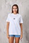 Flower Themed Design Printed White Women's Oversize T-Shirt - 5