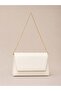 White Bag with Leather Look Chain Strap for Women - Stylish Portfolio Clutch