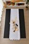 Shine White Linen Heryeri كشكش التطريز مفصلة مستطيلة عداء 50CMX150CM - 3