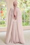 Yoryo Silk Hijab Evening Dress with Stone Detailed Cape on the Collar Stone 1247 - 7