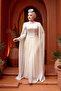 - Ecru Hijab Evening Dress with Cape 5418E - 2