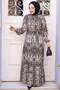 Patterned Gray Hijab Dress 52721Gr - 3