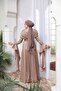 - Ruffle Detailed Mink Hijab Evening Dress 53981V - 2
