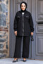 Hooded Black Hijab Double Set 20121S - 2