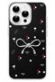 iPhone 15 Pro Max Case with Marbling Effect, 3D Bow and Floral Pattern, Raised Camera Cover