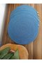 4 Pieces Indigo Blue Color Plate / American Plate 32 cm / Metal Tip Detailed - 3
