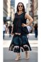Elastic Waist Front Slit Capri Pants Japanese Sleeves Double Layered Blouse Plus Size Two-Piece Set - 7
