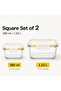 Square Glass Food Storage Container, 2 Piece Set with Locking Lids, 380ml/ 1.22L, Airtight Food Container Set - 3