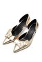 Alexa Metallic Gold Color Pointed Toe Bow Accessory Women's Heeled Party and Evening Shoes - 8