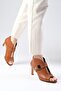Diaz Tan Color Low-cut Toe Women's Bootie Heeled Shoes - 4