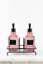 Modern Striped Glass Double Liquid Soap Dispenser & Detergent Holder Set - 500ml Kitchen and Bathroom Organizer with Stand - 4