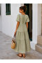 Pistachio Green Striped Long Dress |   Vmd2472 - 2