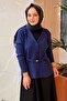 Double-Breasted Collar Buckle Belted Knitwear Jacket - 2