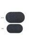 Bubble Embossed Color Anthracite Soft Plush Bathroom Rug Set of 2 Non-Slip Base Washable Without Fringe 50X80(Oval)60X100(Oval) - 2