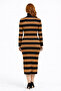 Striped Turtleneck Ribbed Knit Dress - 2