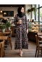 Plum Hijab Dress Long with Buttons - 4