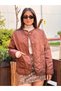 Brown Quilted Coat Jacket - 4