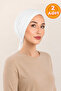 2 Pieces of White Combed Cotton Bonnets with Cotton Stitched Fronts |   Stretchy Comfortable Daily Use Hijab Undergarment