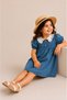 Lace Collar Short Sleeve Denim Dress - 5