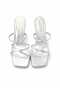 Women's Ankle Strap Silver Crocodile Heeled Slippers Sandals - 3
