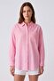 Pink Wrapped Detailed Striped Shirt - 6