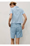 Denim Bermuda Shorts with Pleats - 4