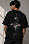 Unisex Large Size Back Printed Compass Printed 100% Cotton a Oversize Tshirt