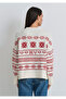 New Year's Themed Ecru Sweater Oversized / Wide Cut 1710804-70057 - 3