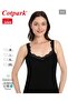 Women's Cotton Lycra Lace Detailed Thin Strap Stylish Athlete 3099 - Black