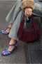 Women's Navy Blue Patent Leather Piping Detailed Strapped Pointed Toe Thin Heel Stiletto Classic Heeled Shoes Zare - 3