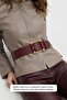 Square Gold Buckle Claret Red Thick Women's Belt 5.5 cm - 3