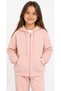 Girl's Hooded Powder Cardigan with Zipper Closure and Believe Written on the Back