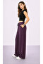 Women's Tencel Fabric Comfortable Cut Wide Leg Pants Elastic Waist Casual Stylish Model - 2