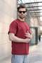 Burgundy Embroidery Detailed Men's T-Shirt E7112 - 6