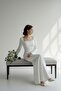 Square Neck Slit Sleeve Mermaid Wedding & Engagement Dress – White, Long Sleeve, Maxi Evening Dress - 4