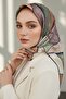 Khaki Color 100% Twill Silk - Marble Patterned Copper 90X90 Scarf - Hand Stitched - 5