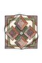 Khaki Color 100% Twill Silk - Marble Patterned Copper 90X90 Scarf - Hand Stitched - 8