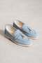 Lupy Women's Blue Suede Loafer Shoes with Gold Accessories Orthopedic Comfortable Sole Casual Ballet Flats - 3
