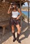 Women's harmy - ruffled belted skort - coffee brown
