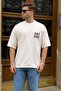 Ecru Oversize T-Shirt with Pocket Detail 7008