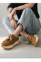 Genuine Suede Leather 5 cm High Sole Tan Color Native Casual Shoes - 6