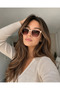 Geometric Beige Bone Frame Brown Glass Women Sunglasses Llt01 - 3