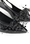 Noir Flexible Soft Non-Slip Sole (4/6 cm) Black Patent Leather Handmade Bead Detailed Open Elastic Women's T-Strap - 3
