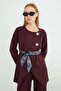 Belt Detailed Asymmetrical Cut 2-Piece Set - 7